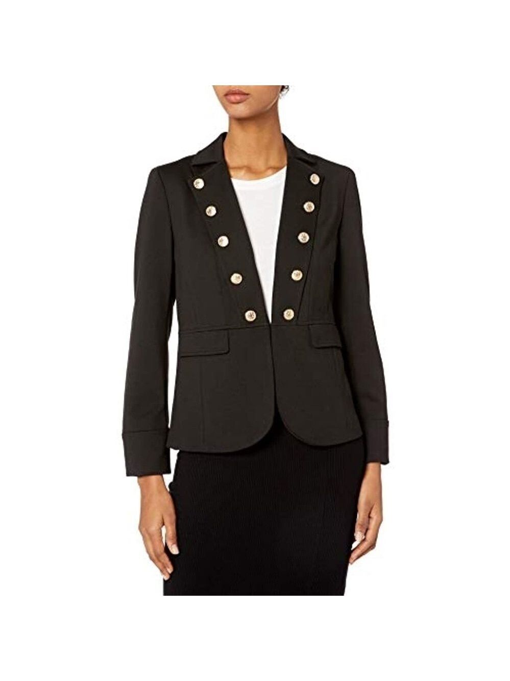 Kasper Notch Ponte Jacket with Collar